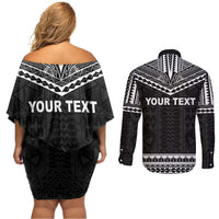 Personalised Melanesian Brotherhood Couples Matching Off Shoulder Short Dress and Long Sleeve Button Shirt Ministry Faith And Mission LT05 - Polynesian Pride