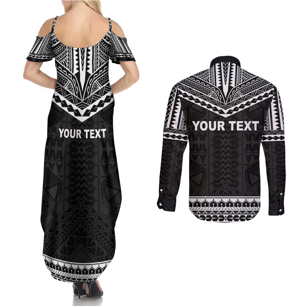 Personalised Melanesian Brotherhood Couples Matching Summer Maxi Dress and Long Sleeve Button Shirt Ministry Faith And Mission LT05 - Polynesian Pride