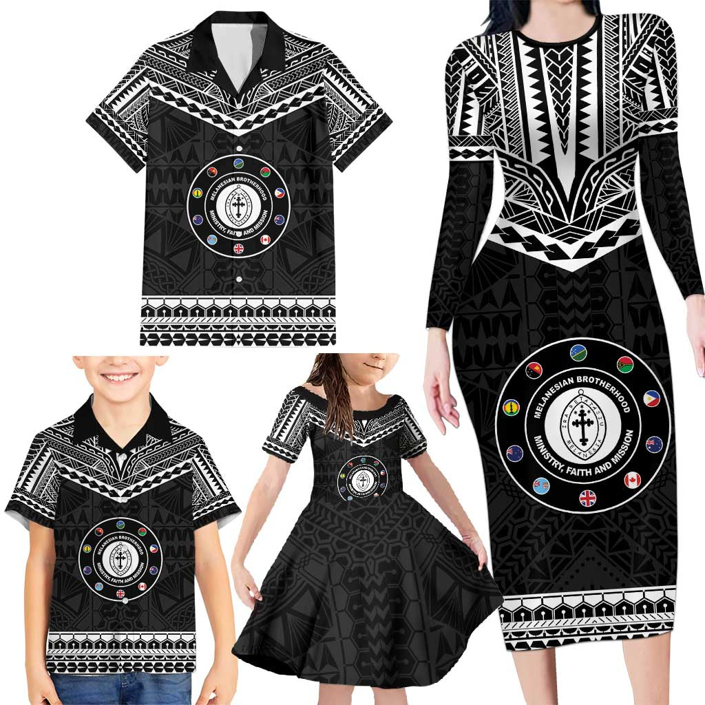 Personalised Melanesian Brotherhood Family Matching Long Sleeve Bodycon Dress and Hawaiian Shirt Ministry Faith And Mission - Polynesian Pride