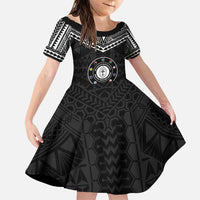 Personalised Melanesian Brotherhood Family Matching Puletasi and Hawaiian Shirt Ministry Faith And Mission LT05 Daughter's Dress Black - Polynesian Pride