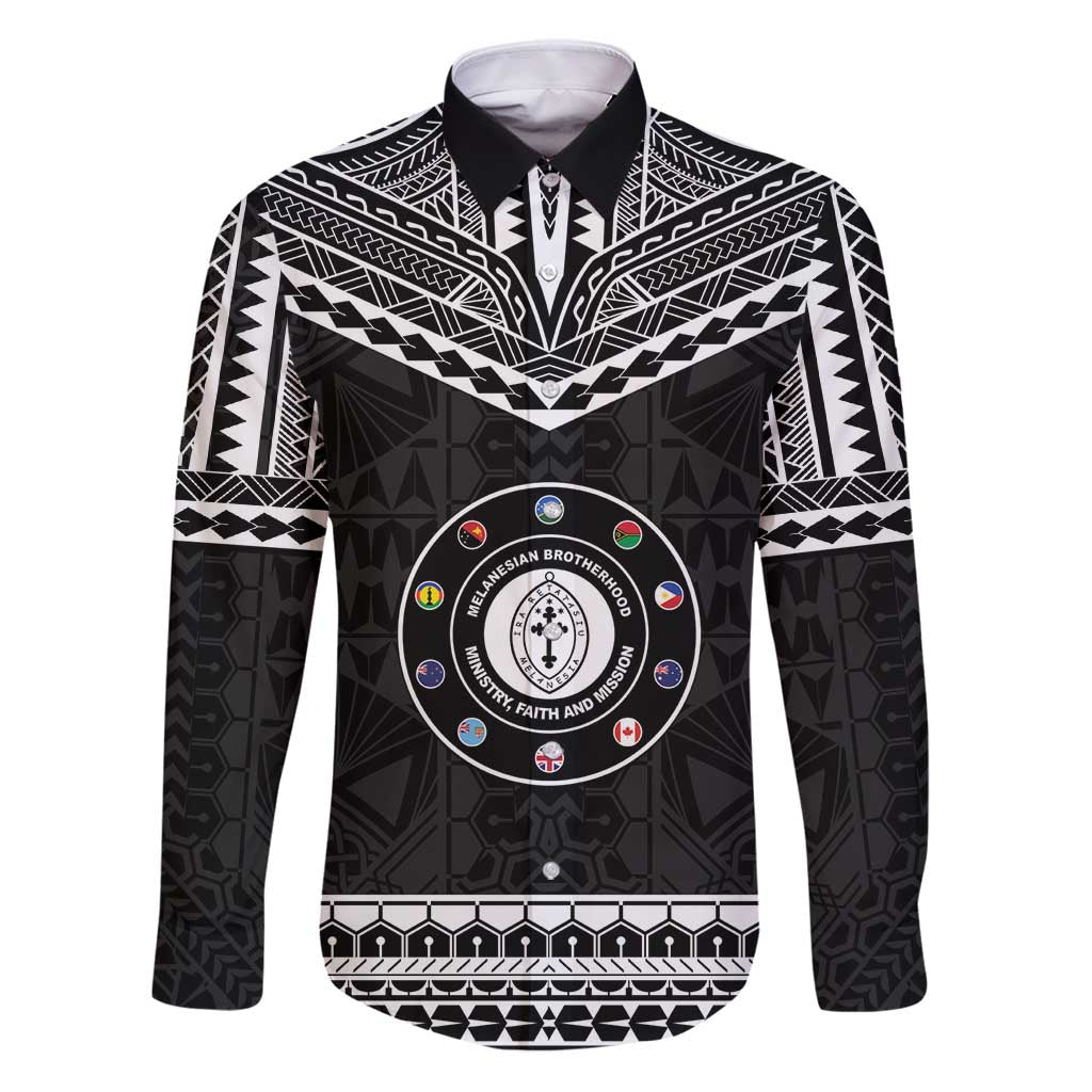 Personalised Melanesian Brotherhood Family Matching Puletasi and Hawaiian Shirt Ministry Faith And Mission LT05 Dad's Shirt - Long Sleeve Black - Polynesian Pride