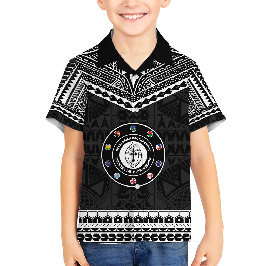 Personalised Melanesian Brotherhood Family Matching Puletasi and Hawaiian Shirt Ministry Faith And Mission LT05 Son's Shirt Black - Polynesian Pride