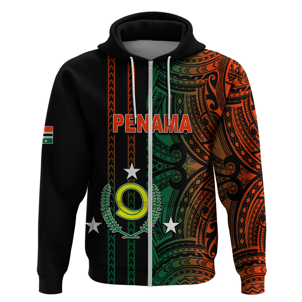 Custom Vanuatu Penama Hoodie Polynesian Tribal LT6 Zip Hoodie Black - Polynesian Pride