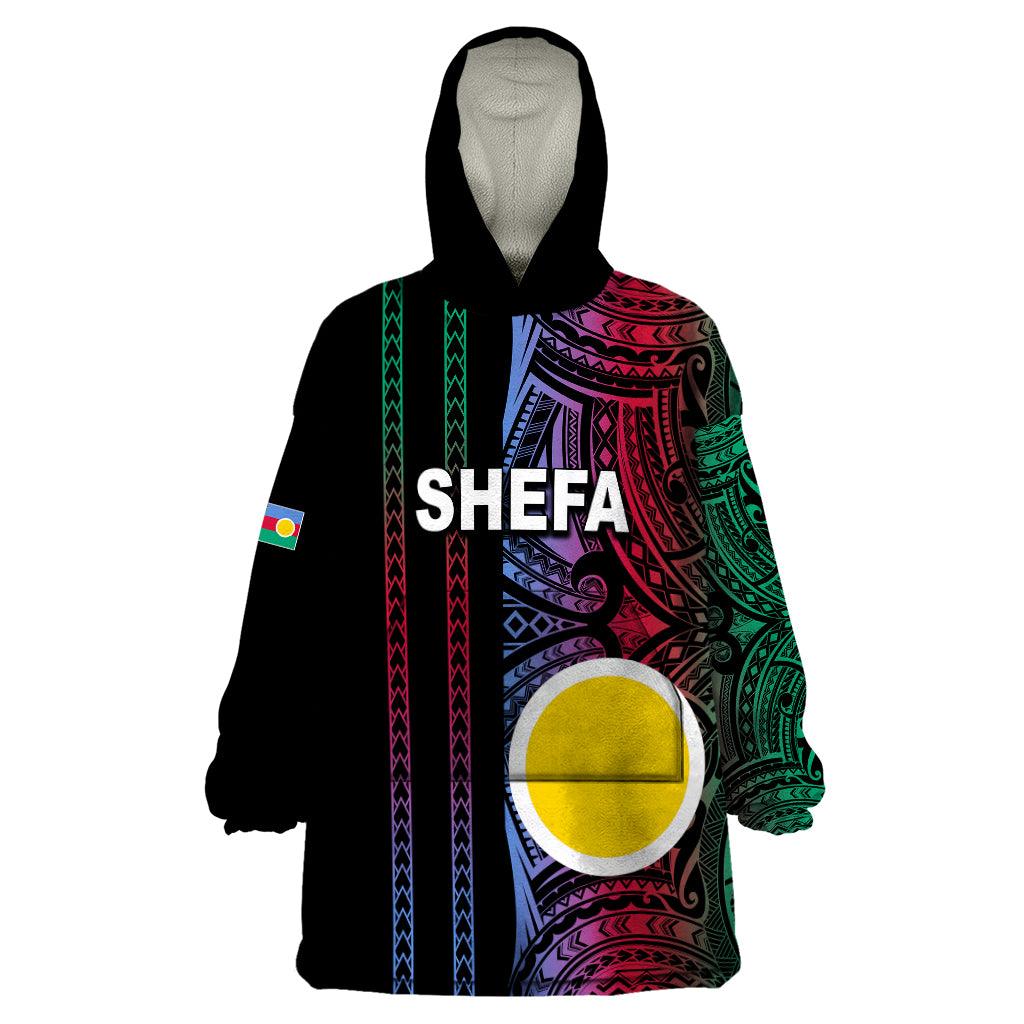 Custom Vanuatu Shefa Wearable Blanket Hoodie Polynesian Tribal LT6 One Size Black - Polynesian Pride