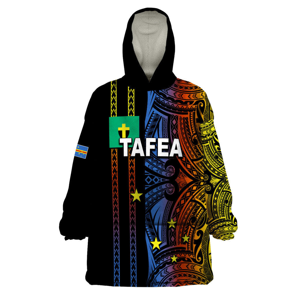 Custom Vanuatu Tafea Wearable Blanket Hoodie Polynesian Tribal LT6 One Size Black - Polynesian Pride