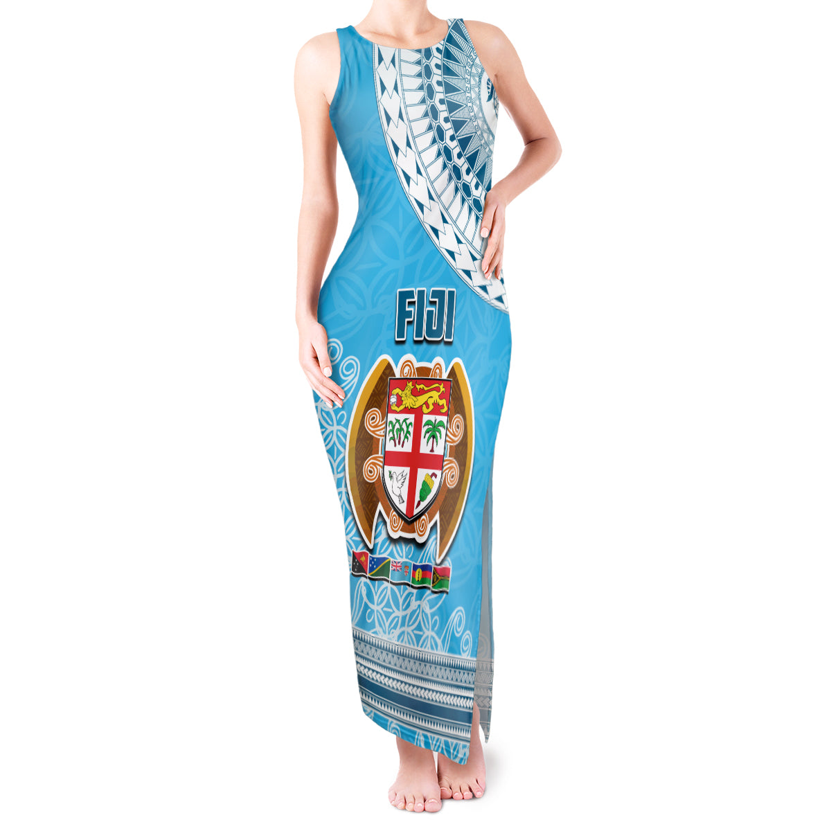 Fiji Tank Maxi Dress Melanesian Festival 2023 LT6 Women Blue - Polynesian Pride