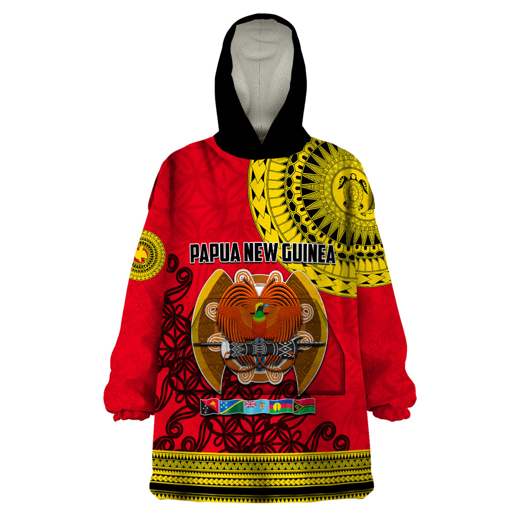 Papua New Guinea Wearable Blanket Hoodie Melanesian Festival 2023 LT6 One Size Red - Polynesian Pride