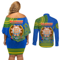 Solomon Islands Couples Matching Off Shoulder Short Dress and Long Sleeve Button Shirts Melanesian Festival 2023 LT6 - Polynesian Pride