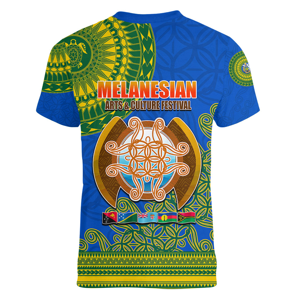 Solomon Islands Women V Neck T Shirt Melanesian Festival 2023 LT6 - Polynesian Pride
