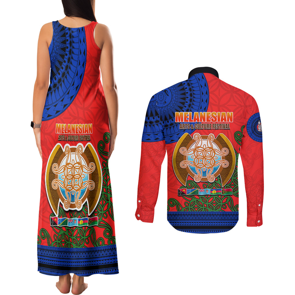 New Caledonia Couples Matching Tank Maxi Dress and Long Sleeve Button Shirts Melanesian Festival 2023 LT6 - Polynesian Pride