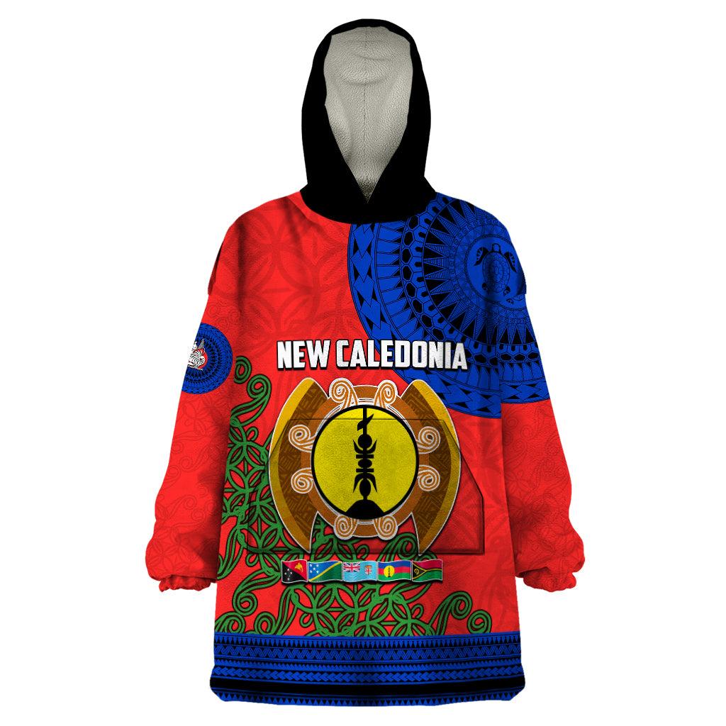 New Caledonia Wearable Blanket Hoodie Melanesian Festival 2023 LT6 One Size Red - Polynesian Pride