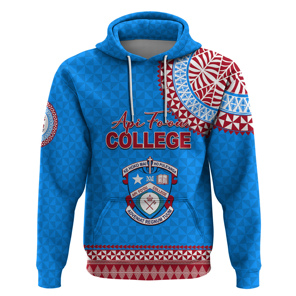 Tonga School Api Foou College Hoodie Tribal Pattern LT6 Blue - Polynesian Pride