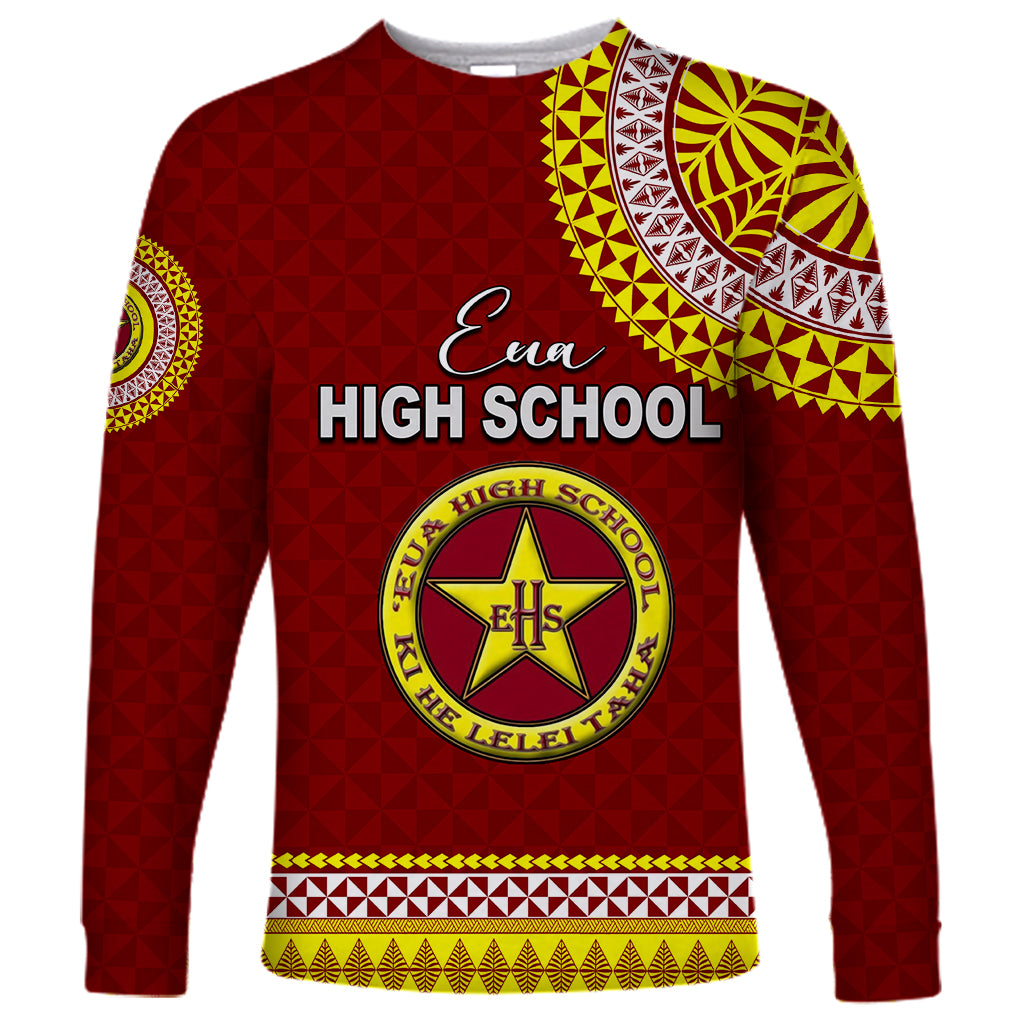 Tonga School Eua High School Long Sleeve Shirt Tribal Pattern LT6 Unisex Maroon - Polynesian Pride