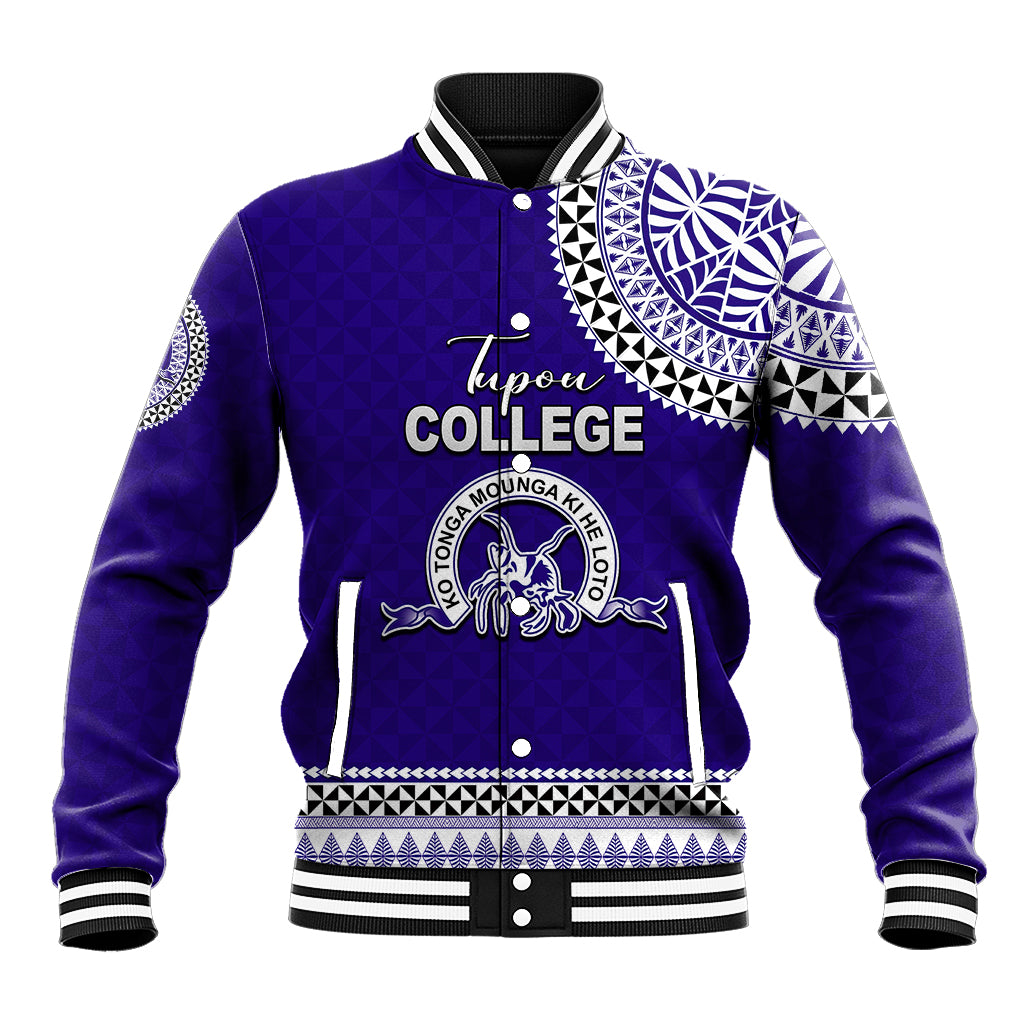 Tonga School Tupou College Baseball Jacket Tribal Pattern LT6 Unisex Blue - Polynesian Pride