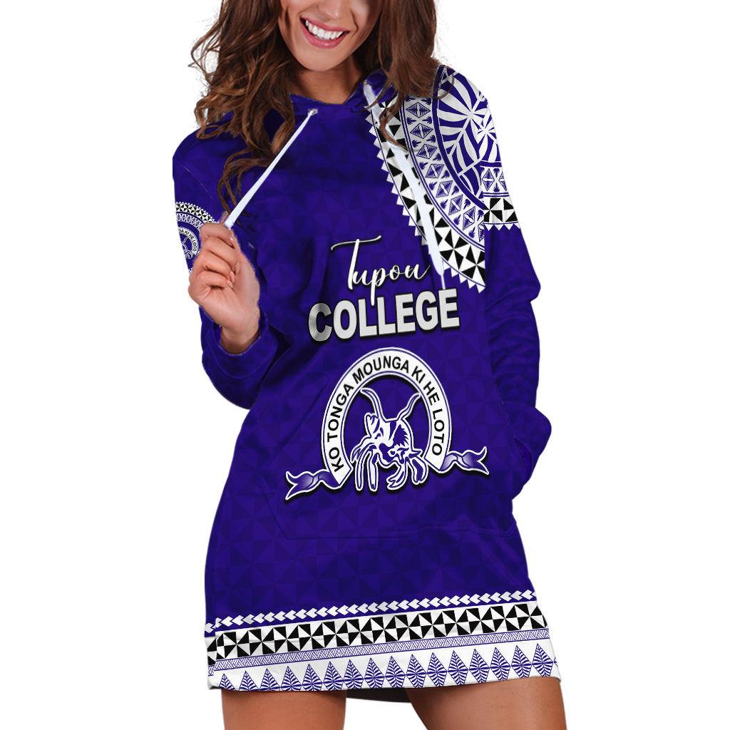 Tonga School Tupou College Hoodie Dress Tribal Pattern LT6 Blue - Polynesian Pride