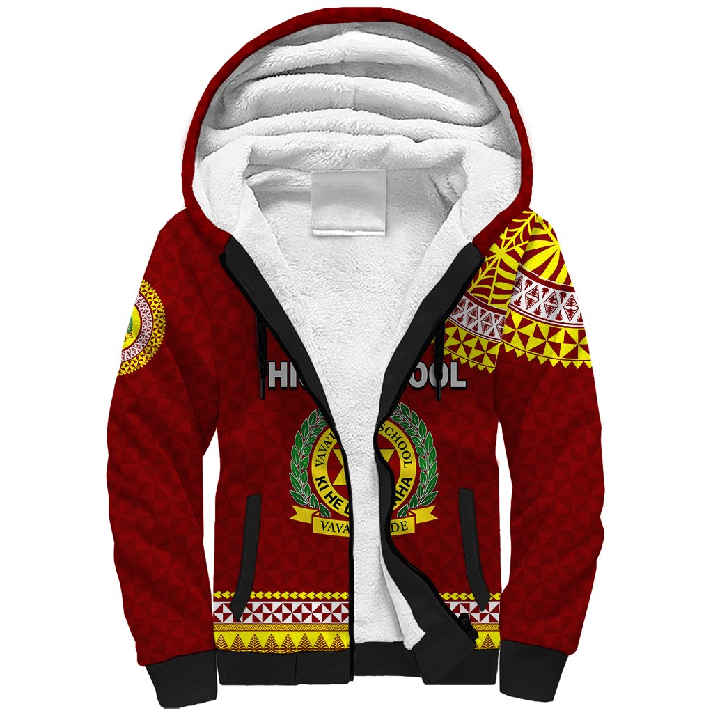Tonga School Vava'u High School Sherpa Hoodie Tribal Pattern LT6 Unisex Maroon - Polynesian Pride