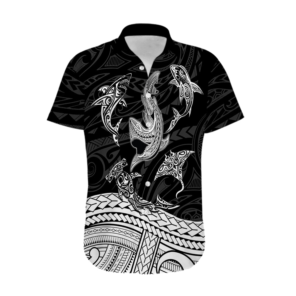 Polynesian Tribal Hawaiian Shirt with Sharks Tattoo White LT6 White - Polynesian Pride