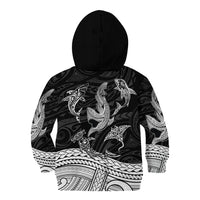 Polynesian Tribal Kid Hoodie with Sharks Tattoo White LT6 - Polynesian Pride