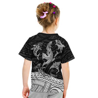 Polynesian Tribal Kid T Shirt with Sharks Tattoo White LT6 - Polynesian Pride