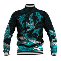 Polynesian Tribal Baseball Jacket with Sharks Tattoo Green LT6 - Polynesian Pride