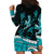 Polynesian Tribal Hoodie Dress with Sharks Tattoo Green LT6 - Polynesian Pride