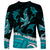 Polynesian Tribal Long Sleeve Shirt with Sharks Tattoo Green LT6 - Polynesian Pride