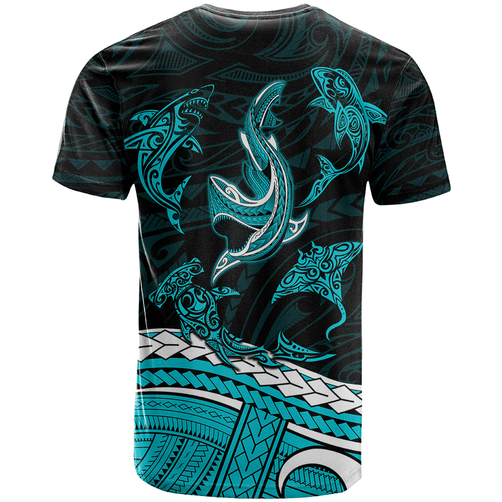 Polynesian Tribal T Shirt with Sharks Tattoo Green LT6 - Polynesian Pride