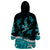 Polynesian Tribal Wearable Blanket Hoodie with Sharks Tattoo Green LT6 - Polynesian Pride