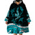 Polynesian Tribal Wearable Blanket Hoodie with Sharks Tattoo Green LT6 - Polynesian Pride