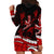 Polynesian Tribal Hoodie Dress with Sharks Tattoo Red LT6 - Polynesian Pride