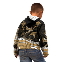 Polynesian Tribal Kid Hoodie with Sharks Tattoo Gold LT6 - Polynesian Pride