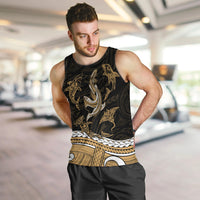 Polynesian Tribal Men Tank Top with Sharks Tattoo Gold LT6 - Polynesian Pride