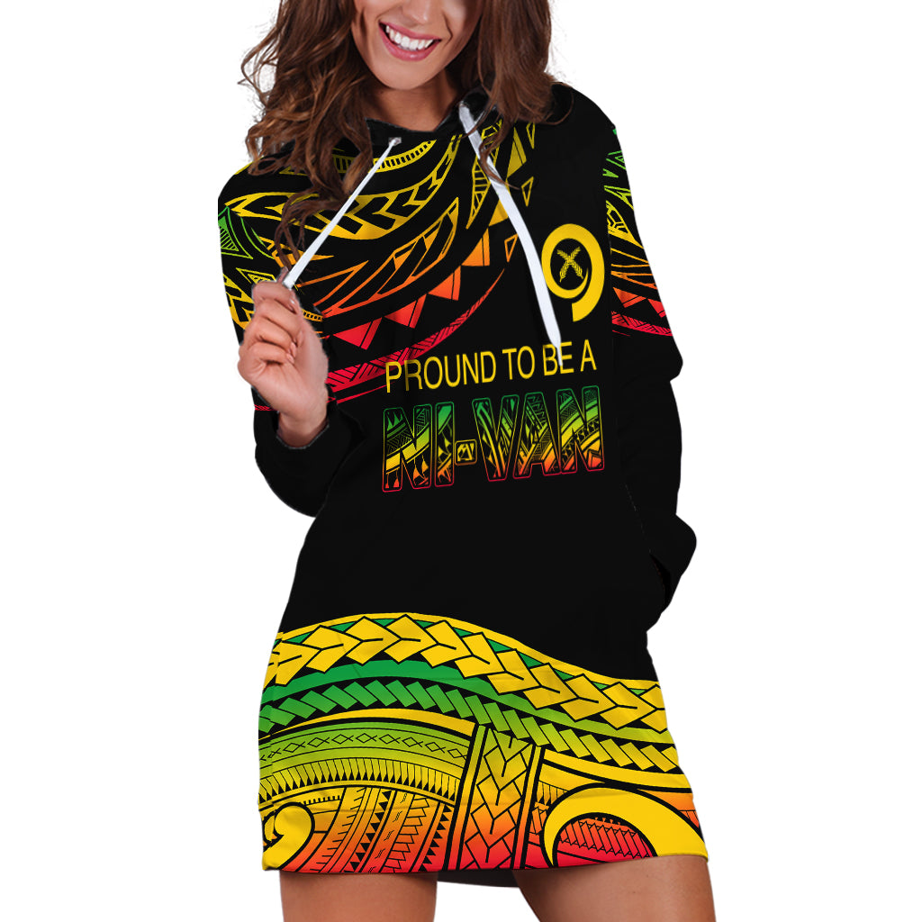 Custom Tribal Vanuatu Hoodie Dress Pround To Be A Ni-Van LT6 Black - Polynesian Pride