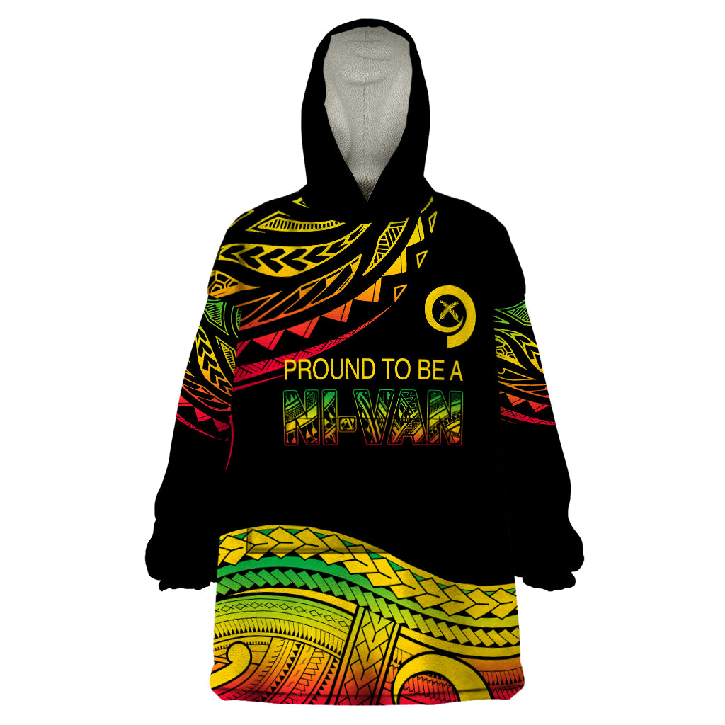 Custom Tribal Vanuatu Wearable Blanket Hoodie Pround To Be A Ni-Van LT6 One Size Black - Polynesian Pride