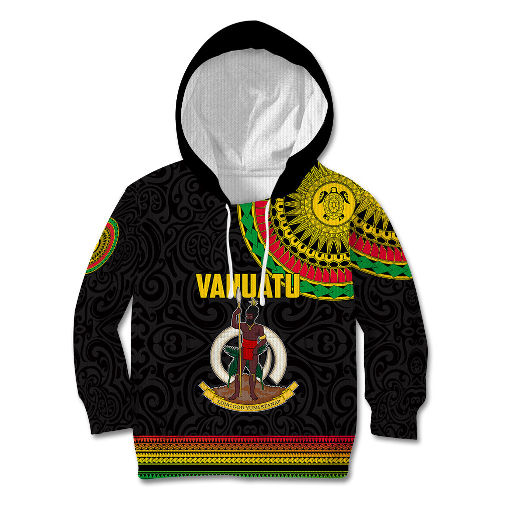 Custom Vanuatu Kid Hoodie Polynesia Circle LT6 Black - Polynesian Pride