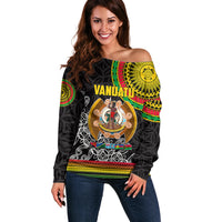 Vanuatu Off Shoulder Sweater Melanesian Festival LT6 Women Black - Polynesian Pride