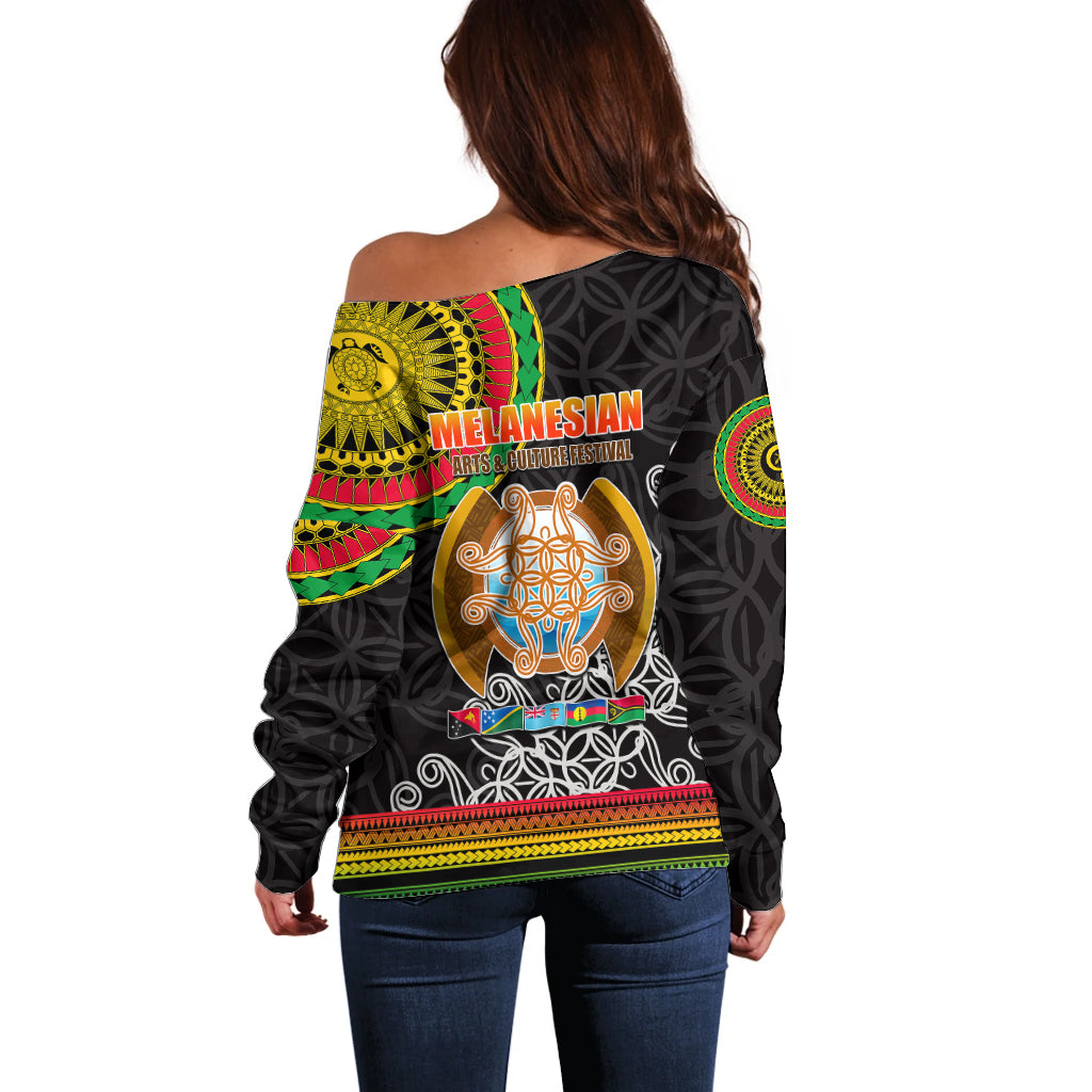Vanuatu Off Shoulder Sweater Melanesian Festival LT6 - Polynesian Pride