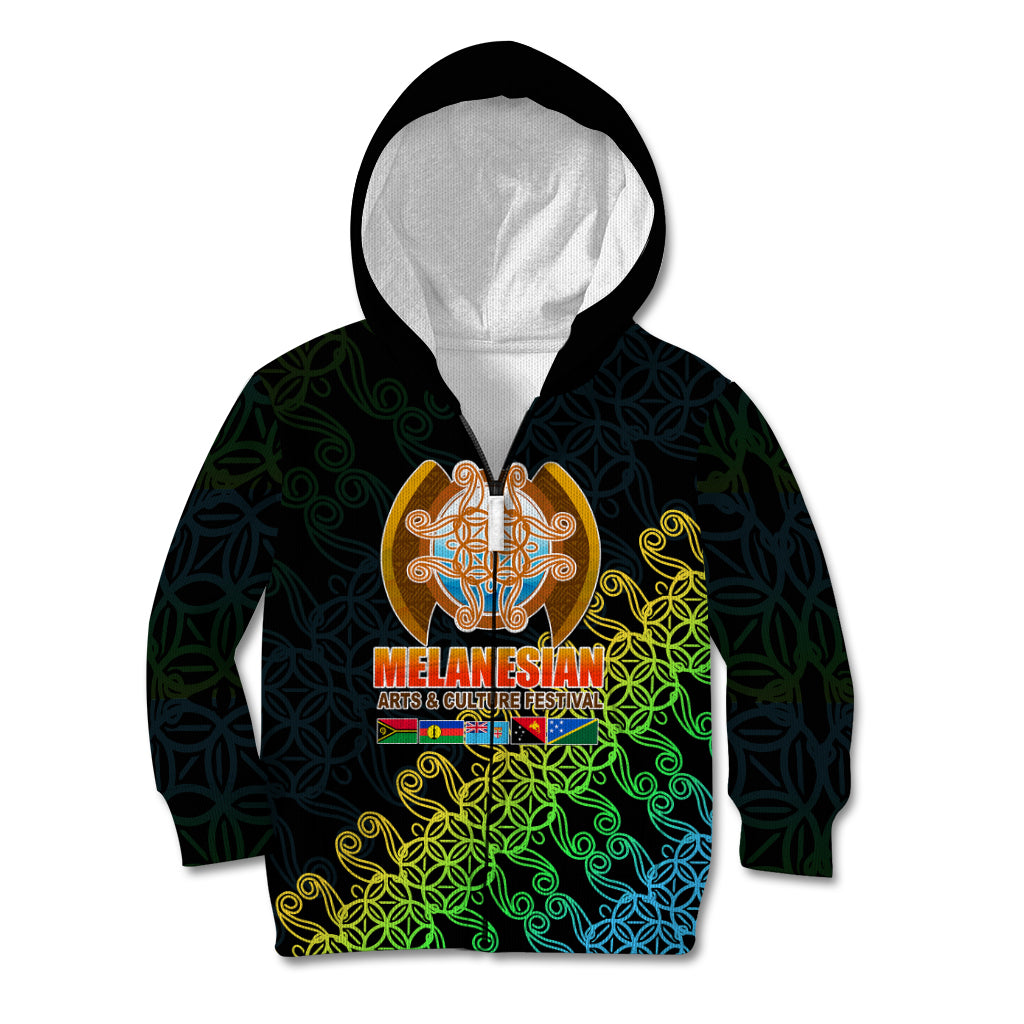 Melanesian Festival 2023 Kid Hoodie Fest'Napuan Black Style LT6 Zip Hoodie Black - Polynesian Pride