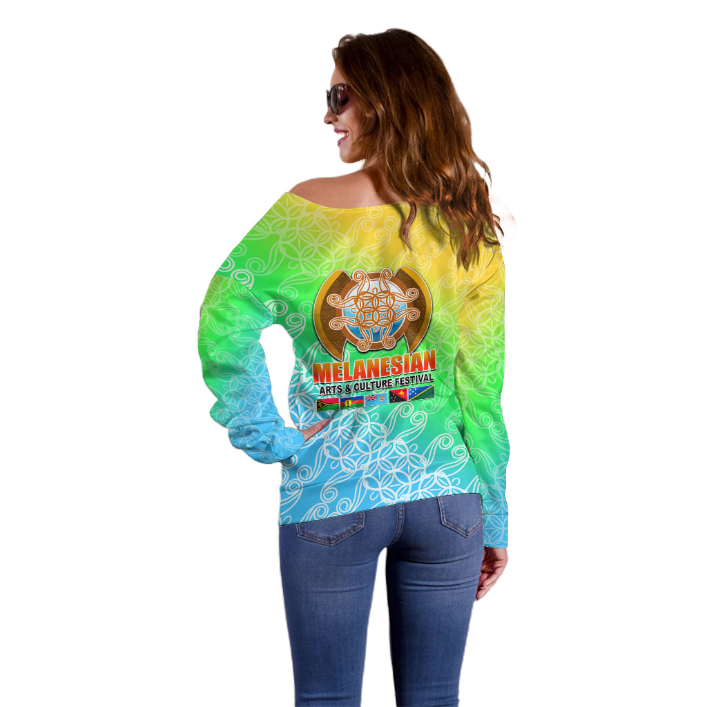 Melanesian Festival 2023 Off Shoulder Sweater Fest'Napuan Colorful Style LT6 - Polynesian Pride