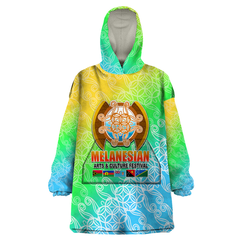 Melanesian Festival 2023 Wearable Blanket Hoodie Fest'Napuan Colorful Style LT6 One Size Green - Polynesian Pride