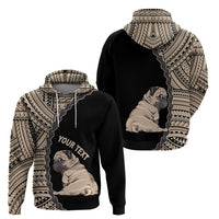 Custom Pug Dog Hoodie With Polynesian Tribal Tattoo LT6 - Polynesian Pride