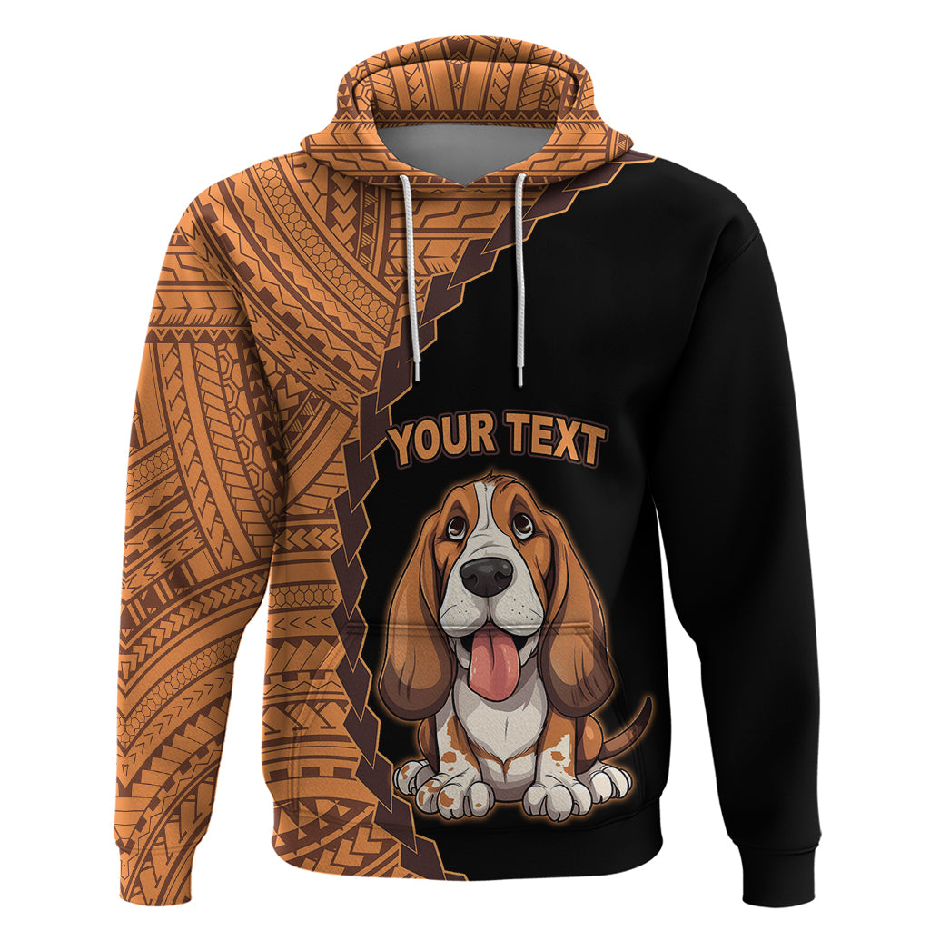 Custom Basset Hound Dog Hoodie With Polynesian Tribal Tattoo LT6 Pullover Hoodie Black - Polynesian Pride