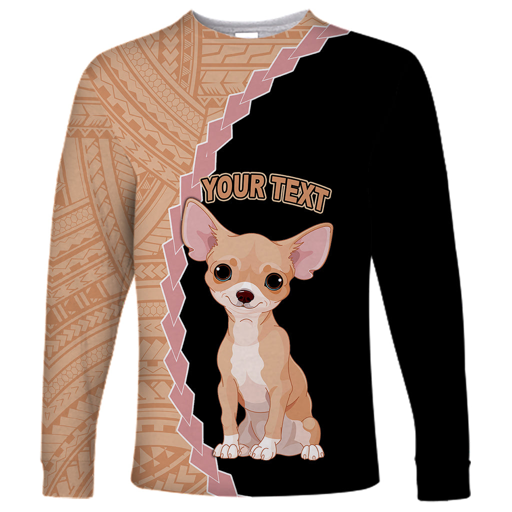 Custom Chihuahua Dog Long Sleeve Shirt With Polynesian Tribal Tattoo LT6 Unisex Black - Polynesian Pride