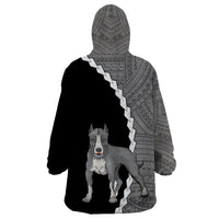 Custom Pitbull Dog Wearable Blanket Hoodie With Polynesian Tribal Tattoo LT6 - Polynesian Pride