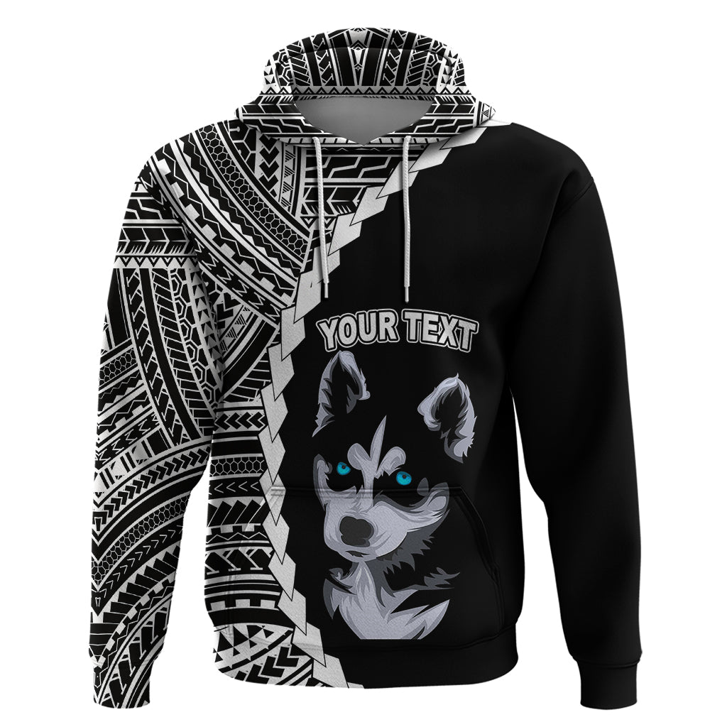 Custom Husky Dog Hoodie With Polynesian Tribal Tattoo LT6 Pullover Hoodie Black - Polynesian Pride