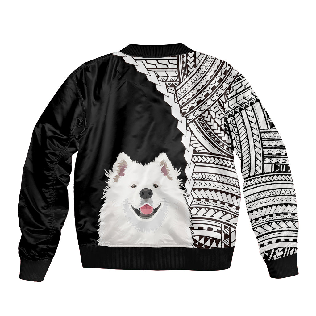Custom Samoyed Dog Sleeve Zip Bomber Jacket With Polynesian Tribal Tattoo LT6 - Polynesian Pride