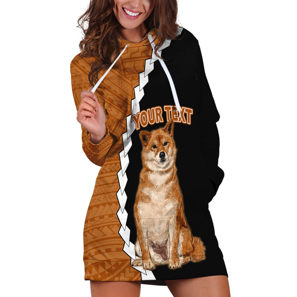 Custom Shiba Inu Dog Hoodie Dress With Polynesian Tribal Tattoo LT6 Black - Polynesian Pride