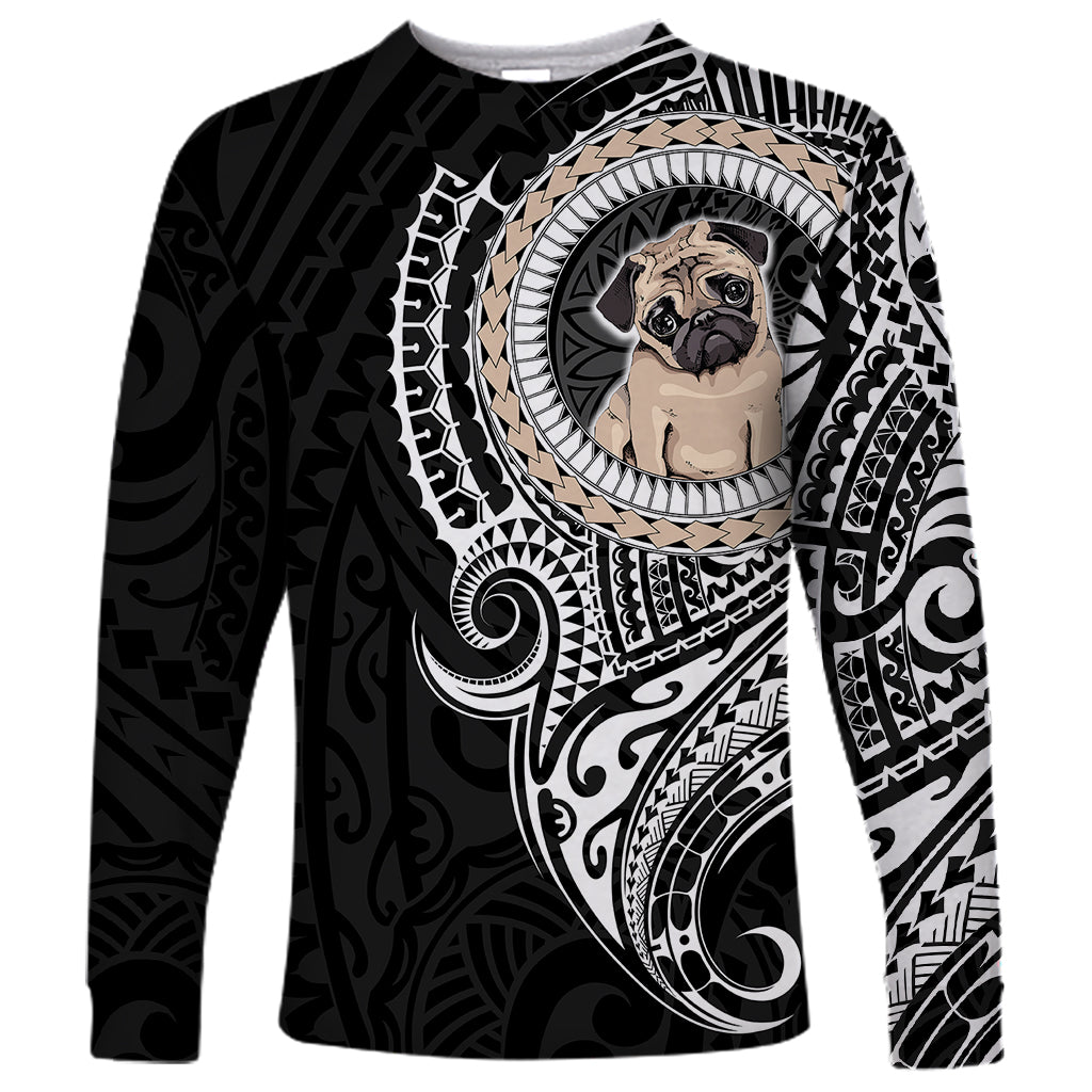 Polynesian Pug Dog Long Sleeve Shirt Dog In My Heart LT6 Unisex Black - Polynesian Pride