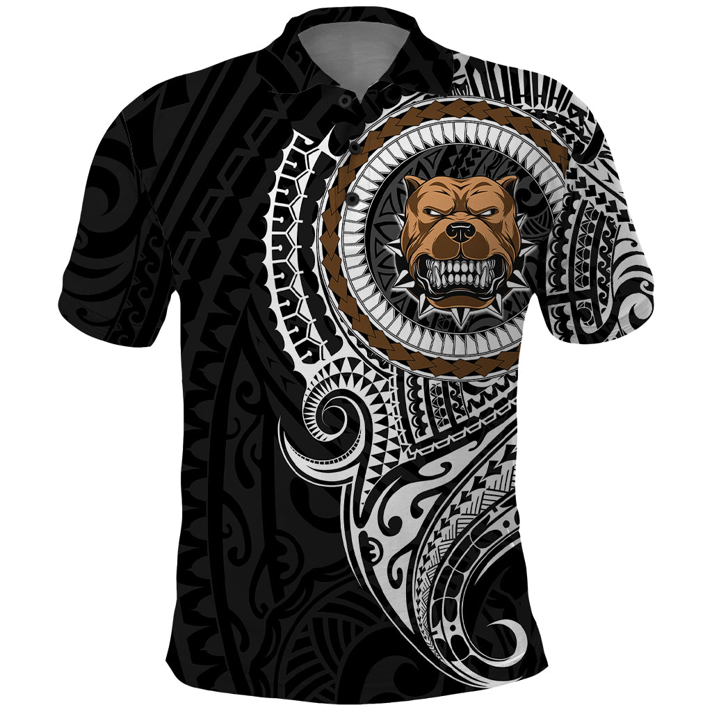 Polynesian Pitbull Dog Polo Shirt Dog In My Heart LT6 Black - Polynesian Pride