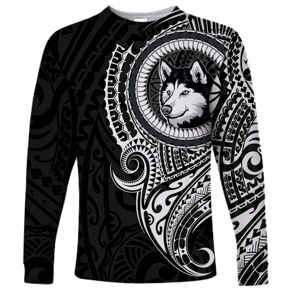 Polynesian Husky Dog Long Sleeve Shirt Dog In My Heart LT6 Unisex Black - Polynesian Pride